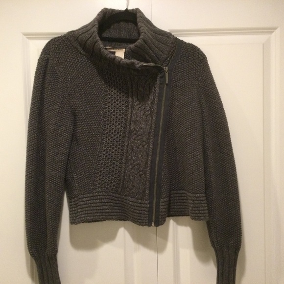 Chunky Knit Charcoal Gray Zip Up Cardigan - Picture 2 of 5